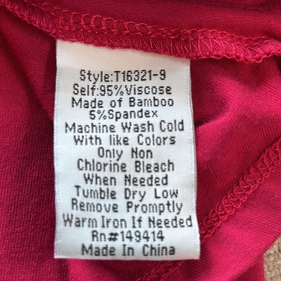 Johnny Was Pink V-Neck Blouse with 3/4 Sleeves - Picture 7 of 9